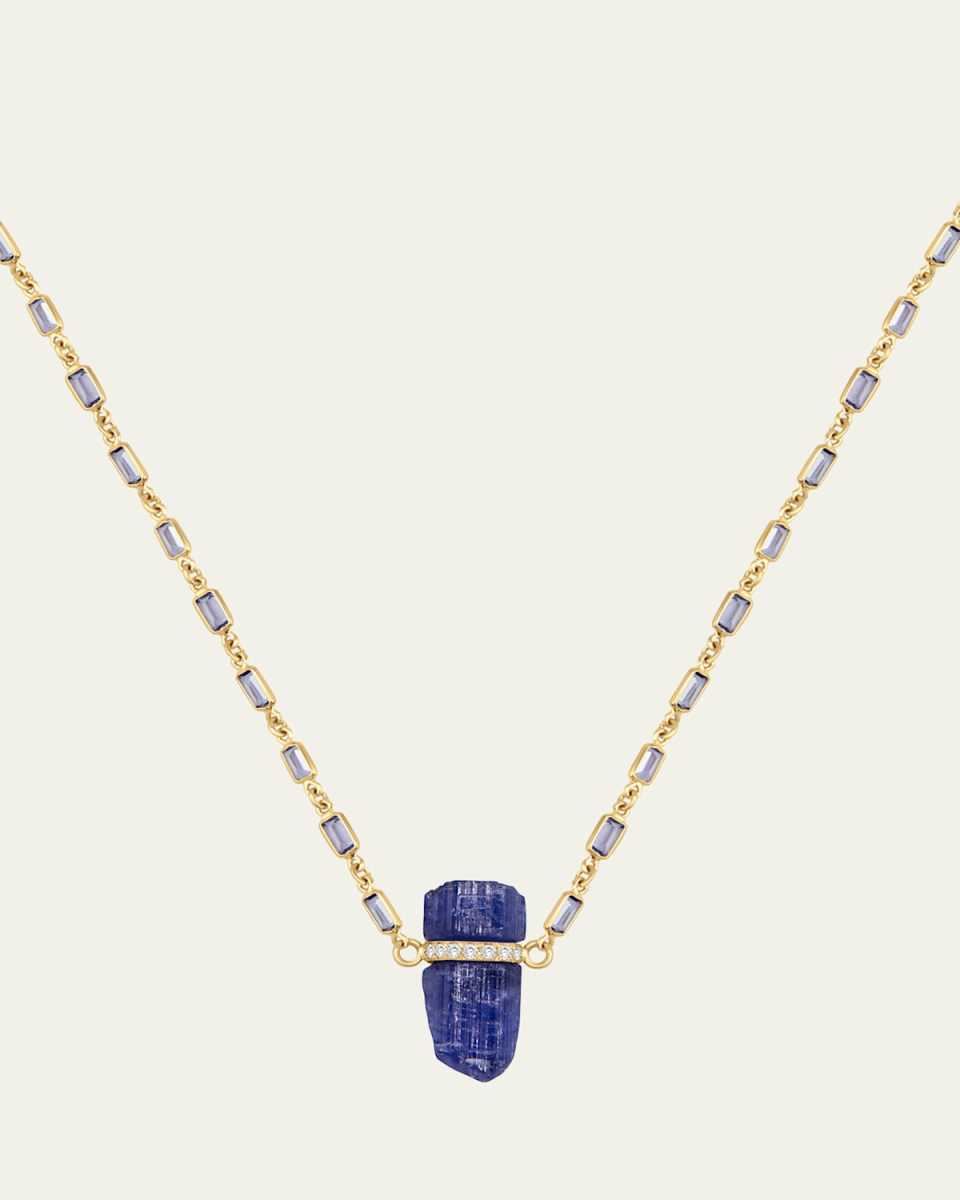 Tanzanite and Diamond Bar Tennis Necklace